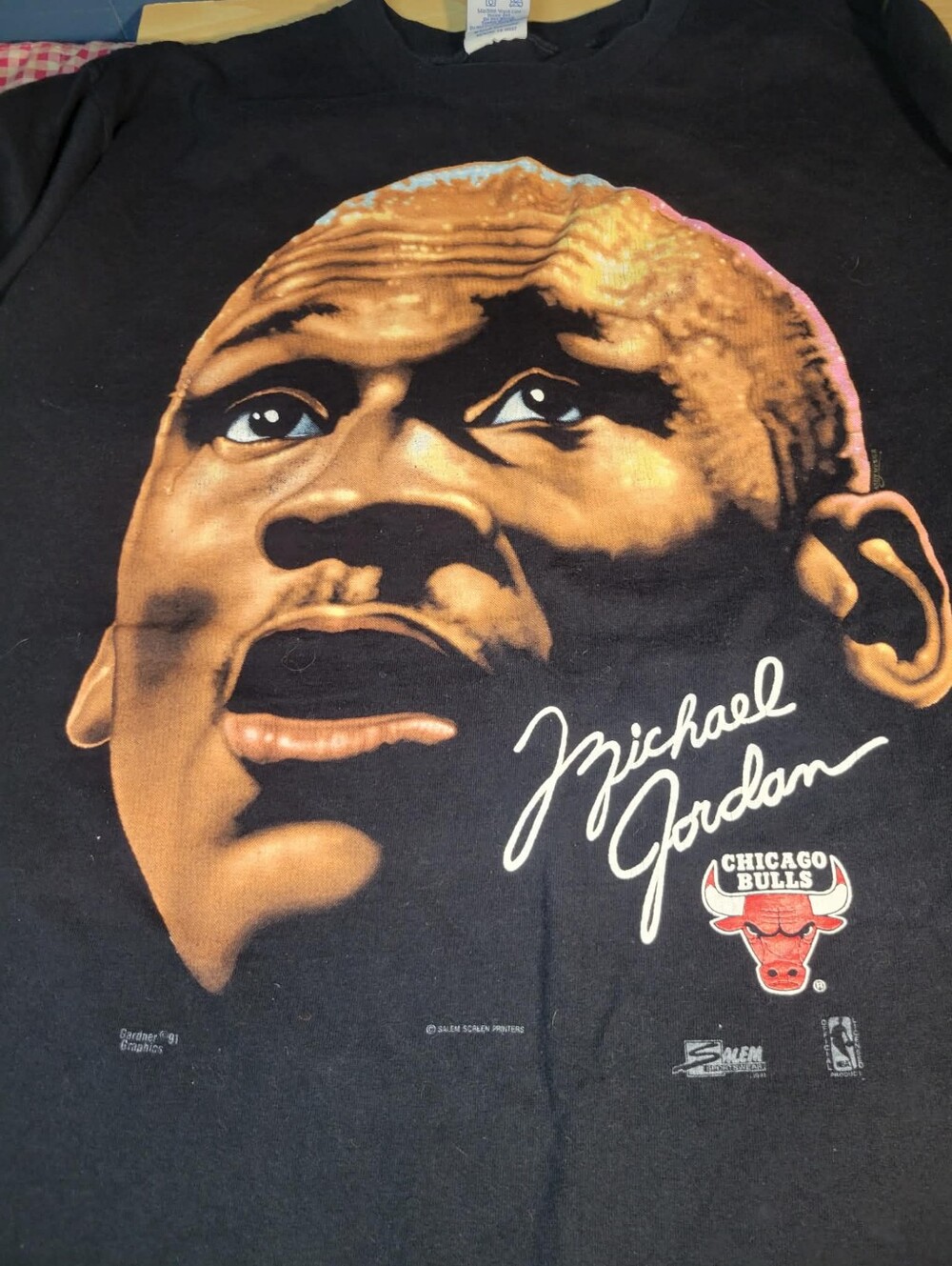 Vintage 90s Salem Sportswear Michael Jordan Bulls NBA Bighead Graphic T Shirt